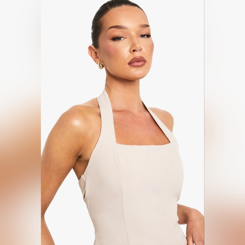 Boohoo Strapless Cream Dress